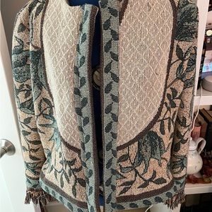 Handmade upcycled cotton throw Jacket. Size 8/10